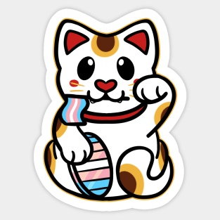 LGBTQ+ Pride Lucky Cat - Transgender Sticker